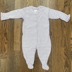 NWT Hanna Andersson Organic Cotton Lavendar Stripe Sleeper Sz 60/3-6mo